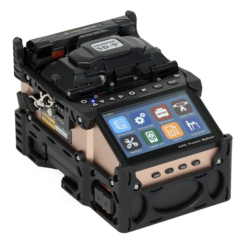 Splicer fibră optică Sendun SD-9+ cu trusă pregătire FO și cutie transport