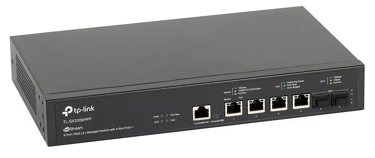 Switch PoE TP-Link TL-SX3206HPP 6x10G (4x PoE) 2x SFP+ 200W 802.3af/at Omada SDN
