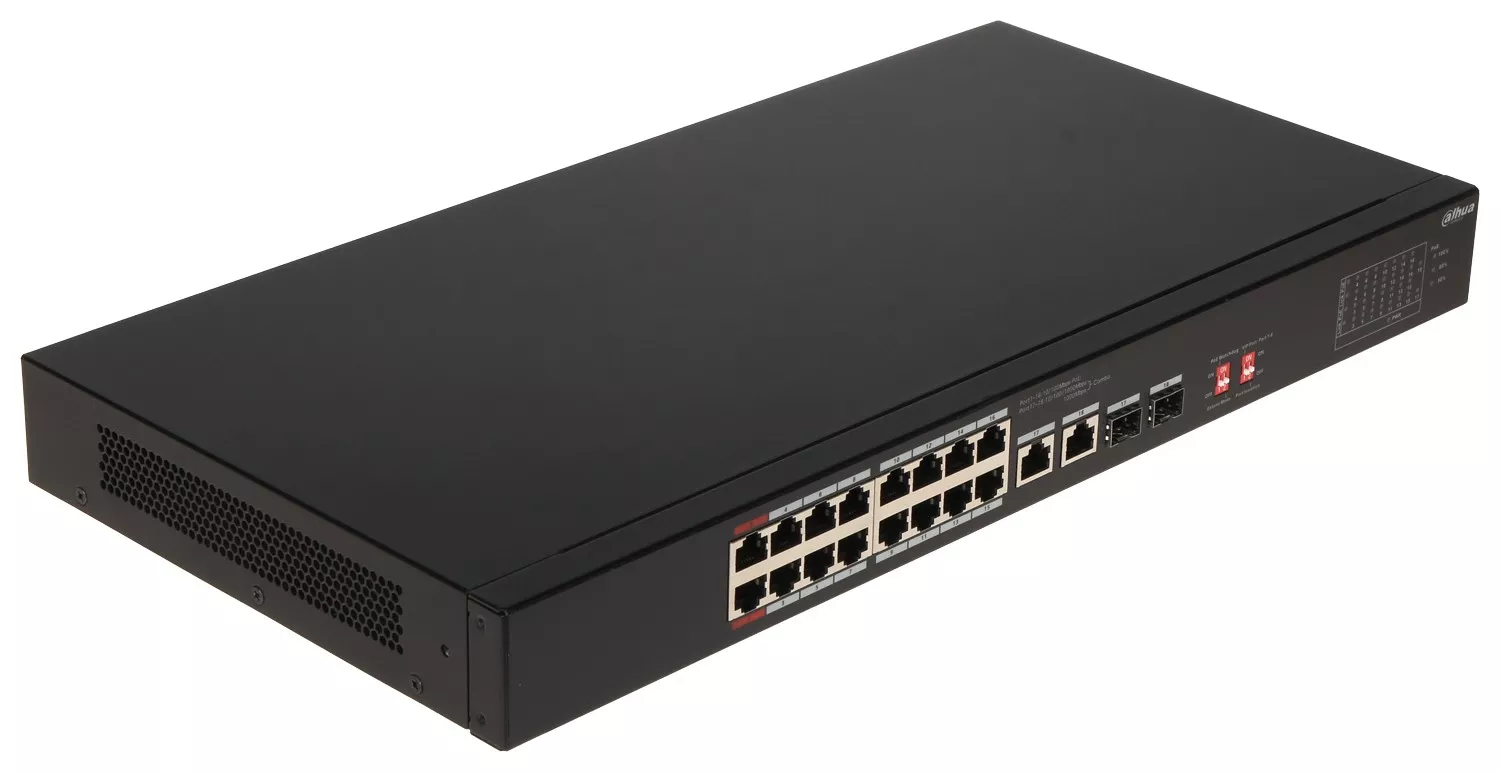 SWITCH INDUSTRIAL POE S3218-16ET-135 CU 16 PORTURI + 2X UPLINK + 2X SFP DAHUA