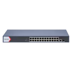 Switch 24 porturi PoE Gigabit, 1 porturi RJ45 Gigabit, 1 port SFP Gigabit, Smart Management - HIKVISION DS-3E1526P-EI