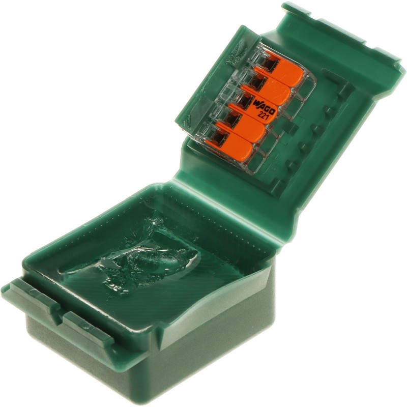 Doză cu gel de distribuție 5x4mm2 450V/32A IP68 Gelbox SUPER-BLOCK-5W Raytech verde
