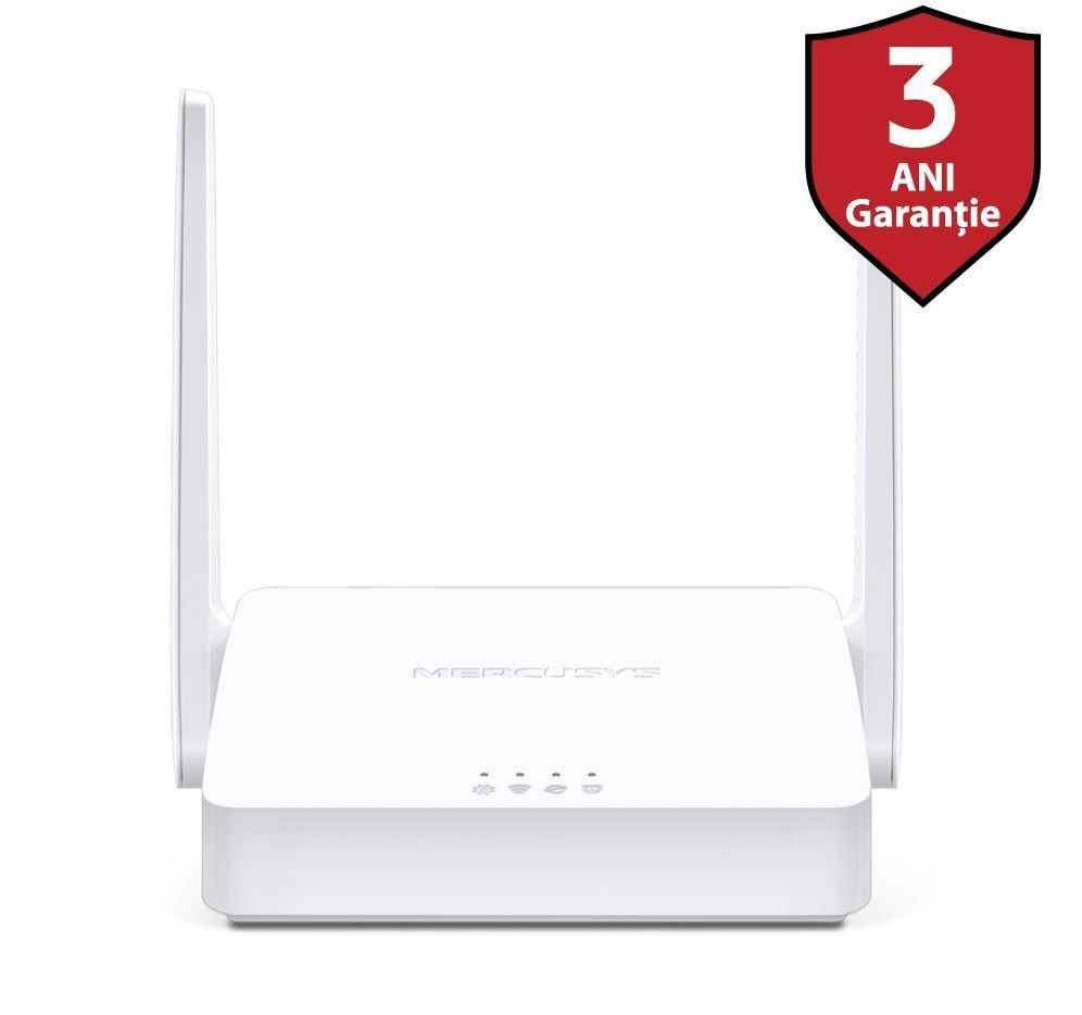 ROUTER MERCUSYS wireless 300Mbps, 2 porturi 10/100Mbps, 2 antene externe "MW301R" (timbru verde 0.8 lei)