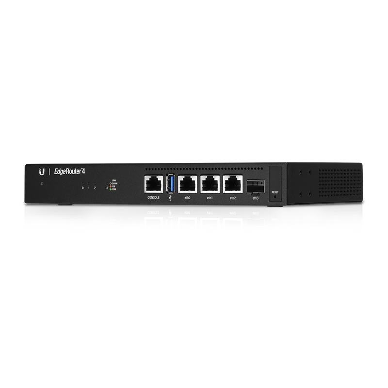 Ubiquiti EdgeRouter ER-4; 4x Gigabit LAN, 1x SFP Gigabit, 1x USB, 3.4 million pps, 1 GHz CPU