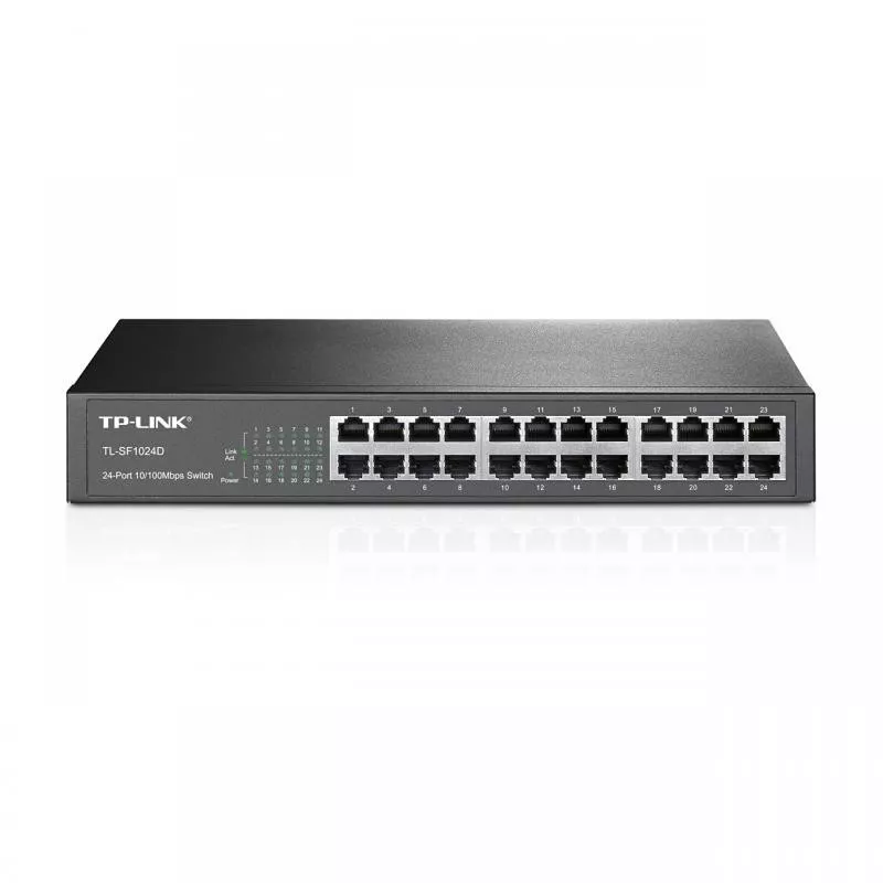 SWITCH TP-LINK 24 porturi 10/100Mbps. carcasa metalica, desktop/rackmount "TL-SF1024D" (timbru verde 2 lei)