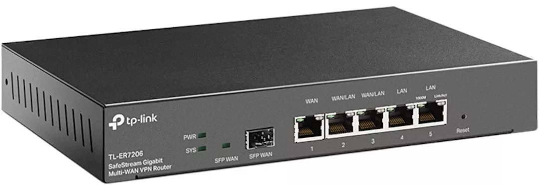Router TP-Link TL-ER7206, Standarde si protocoale: IEEE 802.3, 802.3u, 802.3ab, interfata: 1x Fixed Gigabit SFP WAN Port, 1x Fi