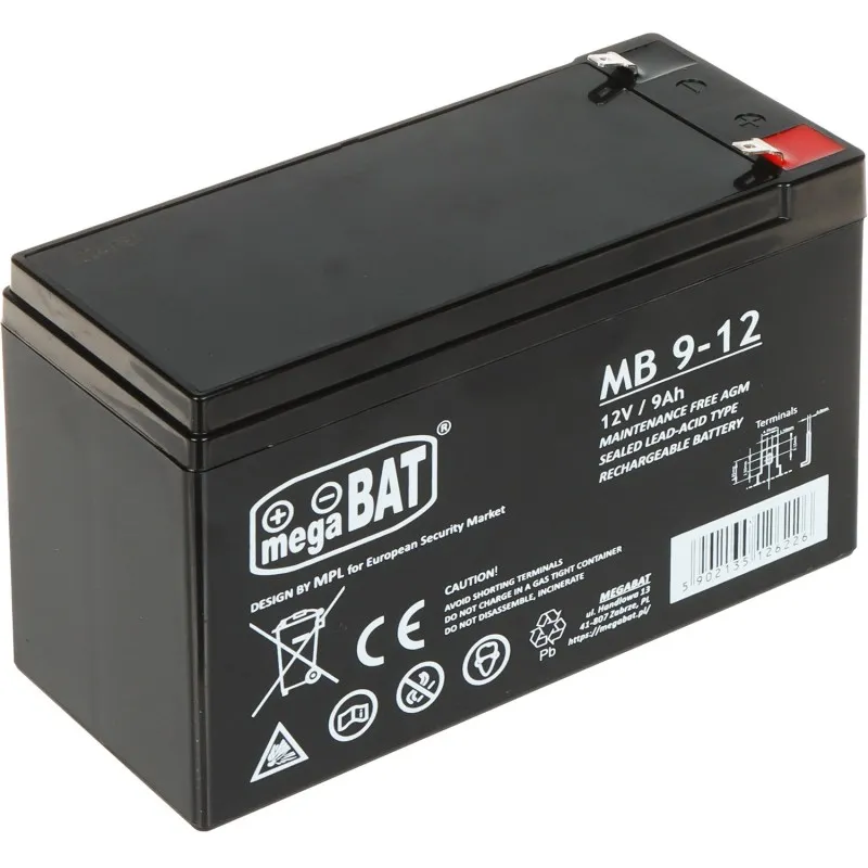 Acumulator 12V/9Ah AGM megaBAT FASTON 187 151x100x65mm