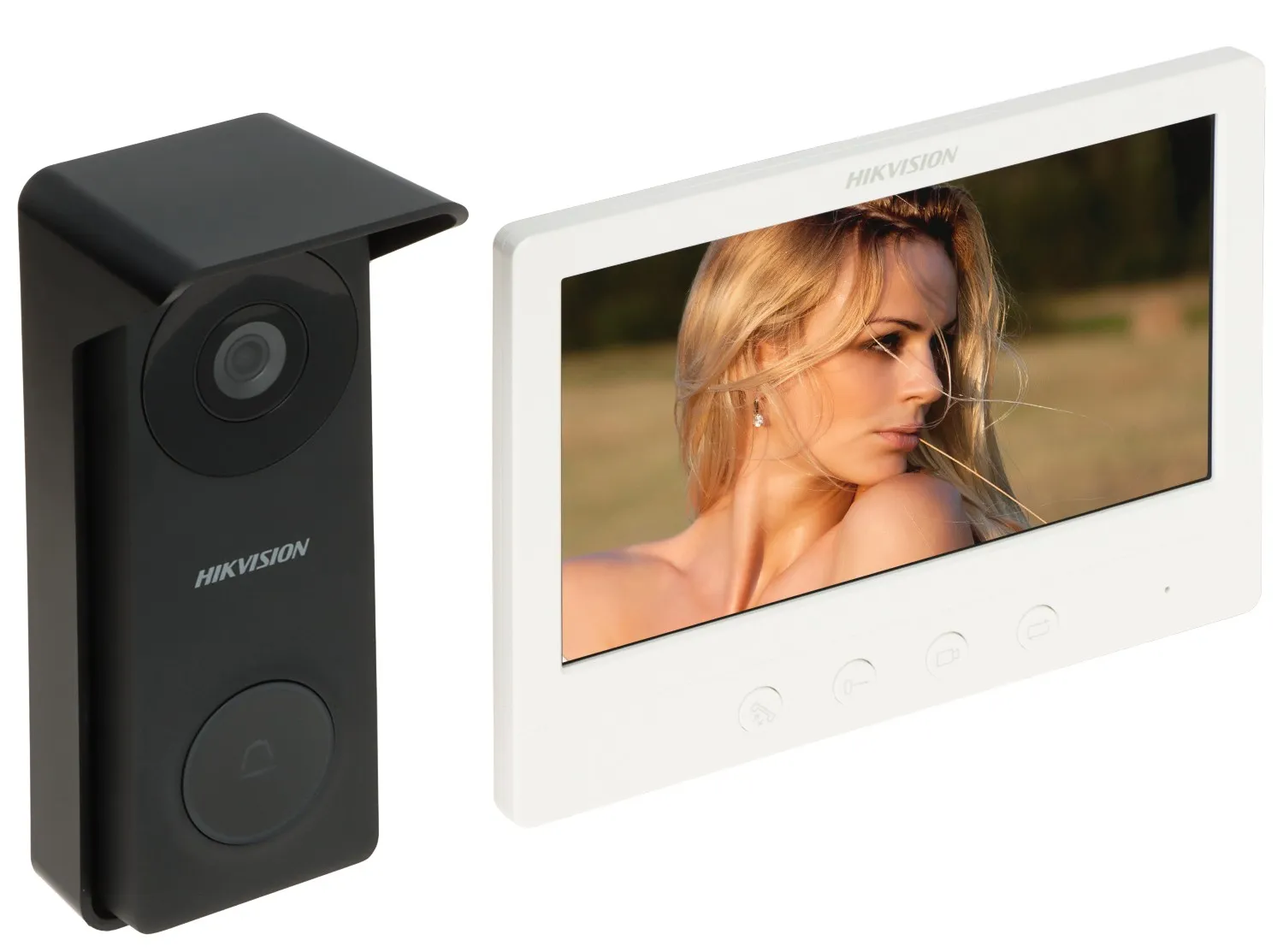 Kit videointerfon analogic, ecran 7', conectare 4 fire pentru 1 familie, IR, IK08 - HIKVISION DS-KIS213