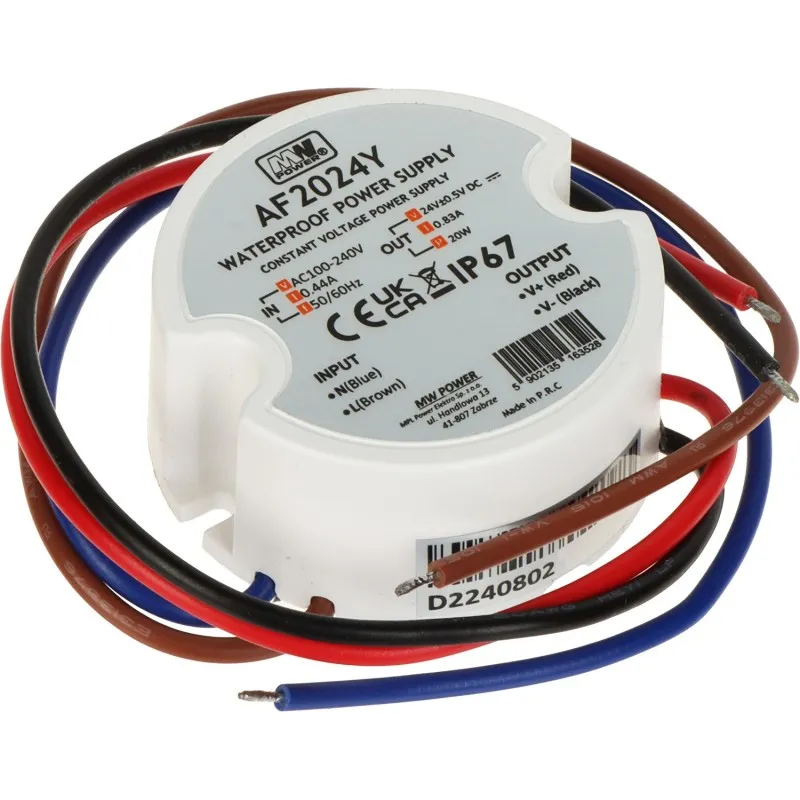 Sursă alimentare 24V/0.83A IP67 montaj în doză 60mm MW POWER