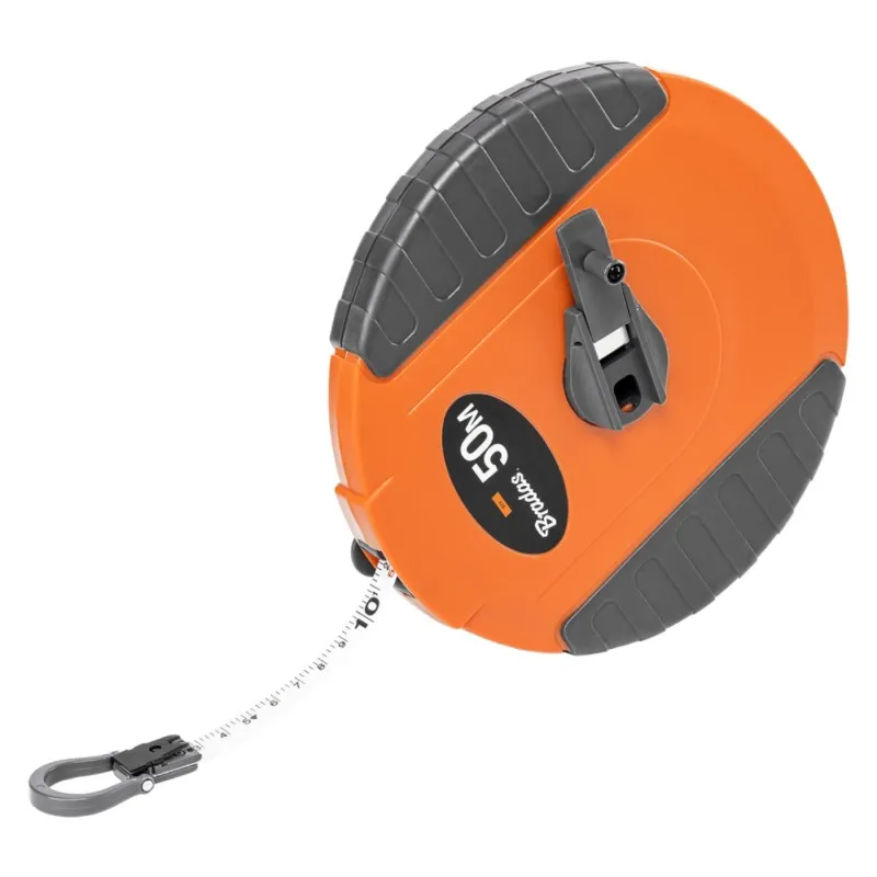 Ruletă profesională 50m cu bandă PVC DIY-MH10-05013F/CB Bradas, clasă precizie LNEIII cu mâner de strângere