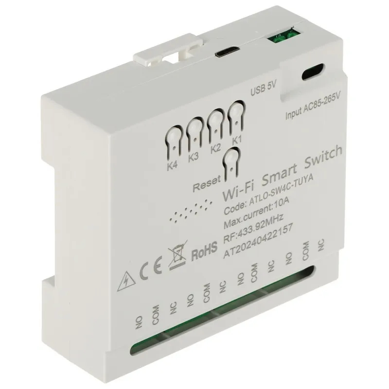 Modul 4 relee NO/NC WiFi ATLO-SW4C Wireless Tuya Smart