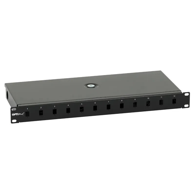 Patch panel fibră optică 12xSC simplex / LC duplex 19" Optisteel rackabil metalic neechipat ODF