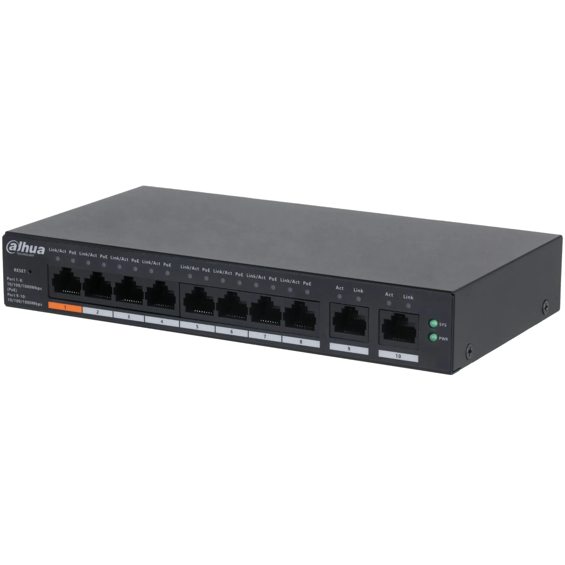 SWITCH POE CS4010-8GT-60 CU 8 PORTURI + 2X UPLINK DAHUA