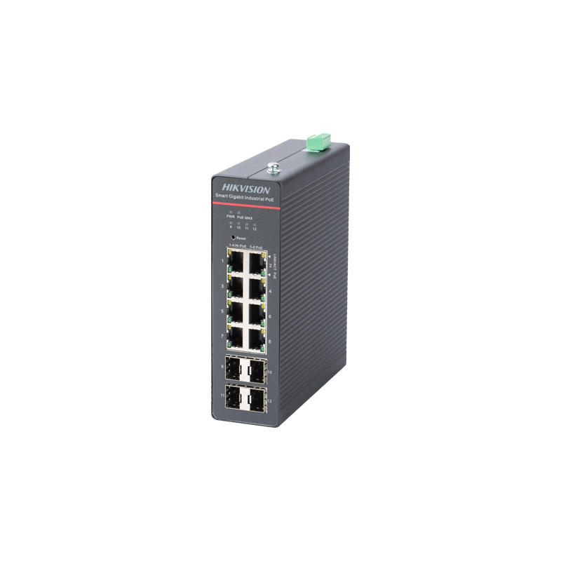 Switch 8 x RJ45 Gigabit PoE 802.3at/af/bt, 4 x SFP Gigabit, Smart Management, sina DIN - HIKVISION DS-3T1512HP-SI-8P4F