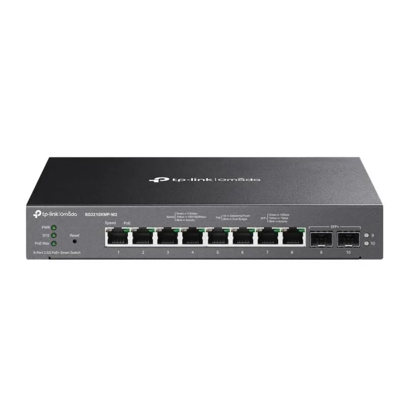 SWITCH TP-LINK POE Omada 8-Port 2.5GBASE-T si 2-Port 10GE SFP+ Smart Switch cu 8-Port PoE+, carcasa metalica "SG2210XMP-M2" (tim