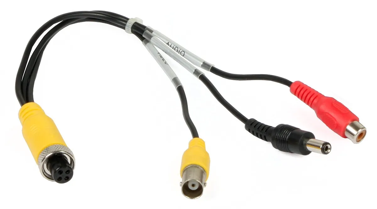 Adaptor M12 la BNC video, RCA audio, alimentare