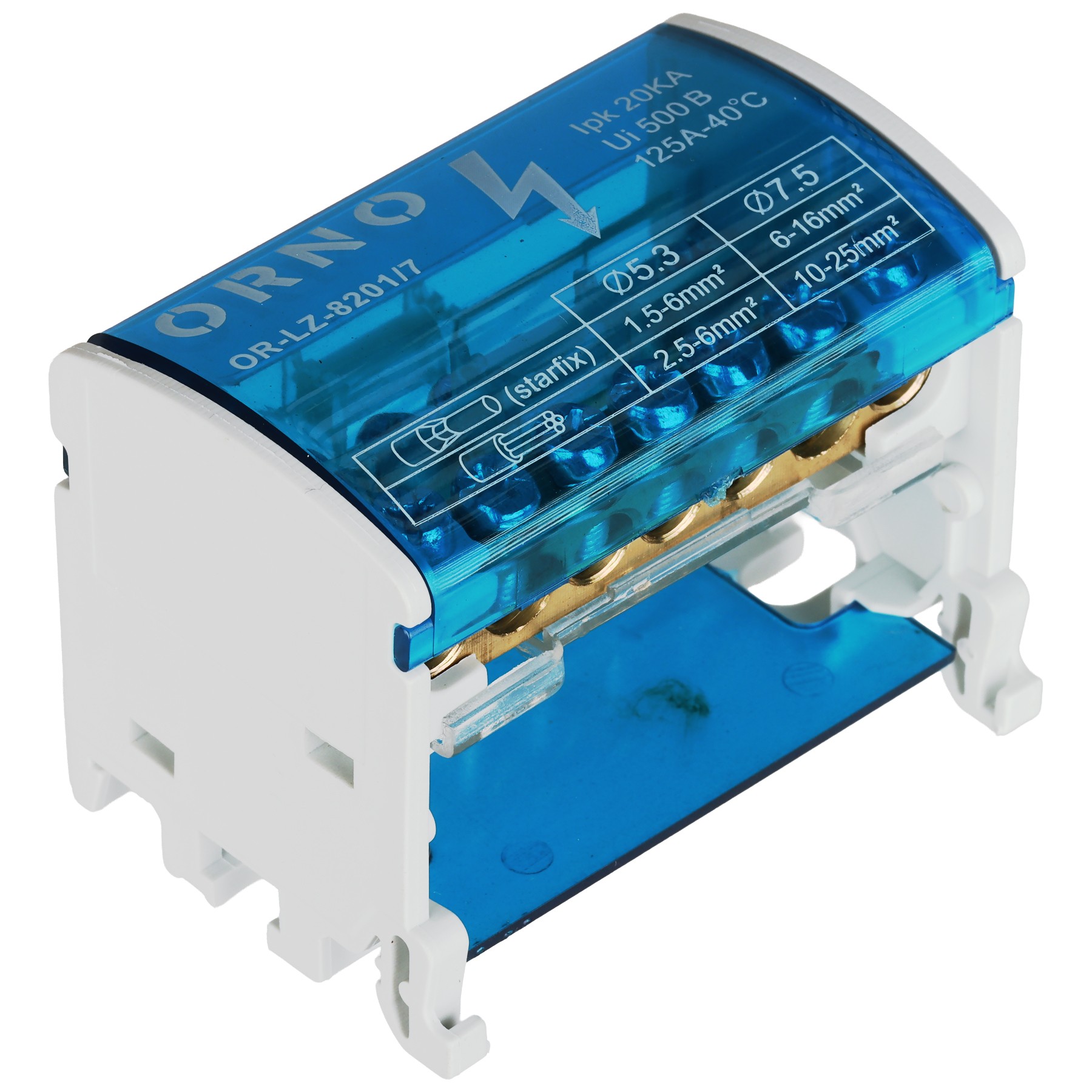 Bloc distributie bipolar Orno, 2 bare x 7poli, 125A, OR-LZ-8201/7