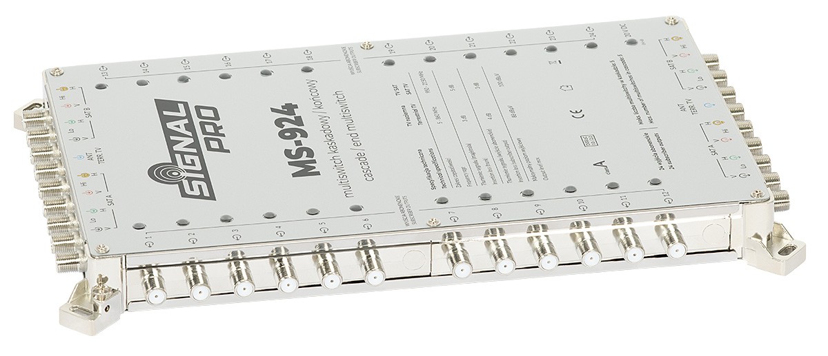 Multiswitch MS-924 SIGNAL PRO class A, 9 intrări/24 ieșiri cu sursă de alimentare, cascadabil