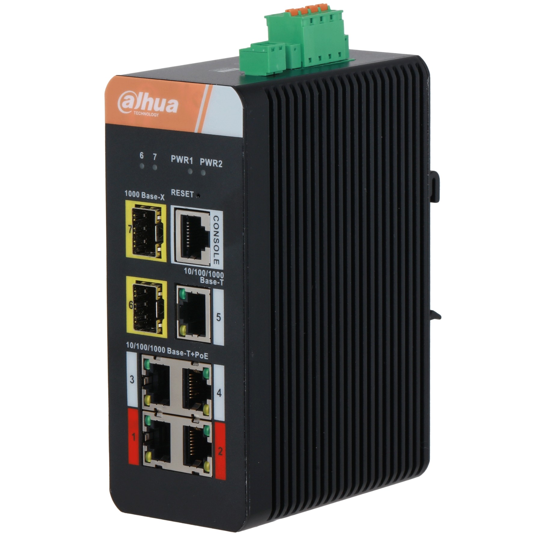 Switch industrial cu 5 porturi Dahua IS4207-4GT-120 (2xSFP, Hi-PoE/PoE)