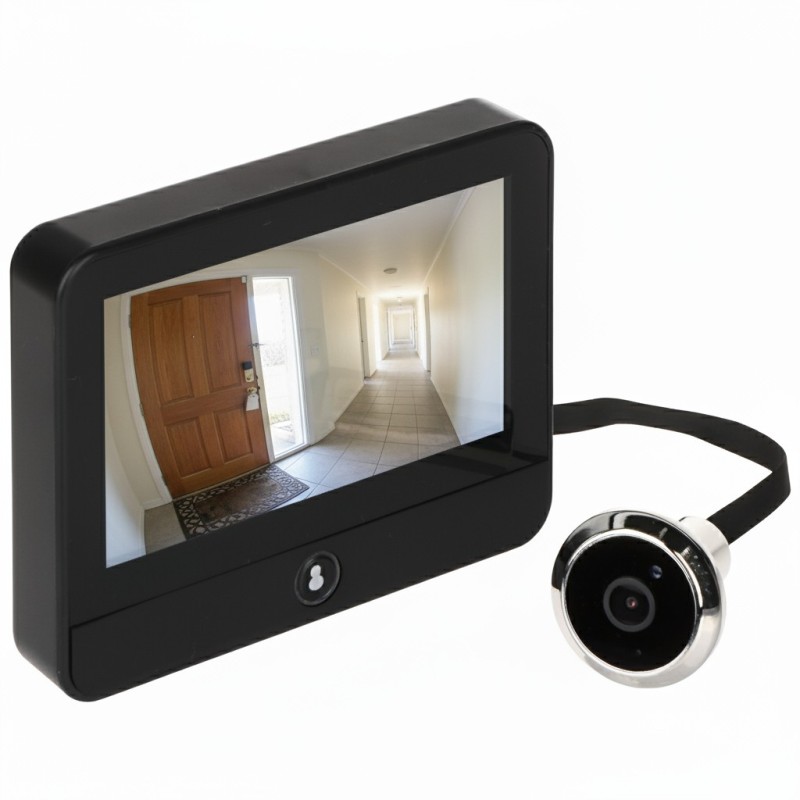 Cameră IP vizor cu monitor Apti YK33IRM Wi-Fi Tuya - 3Mp 2.4 mm microfon, inregistrare si acumulator