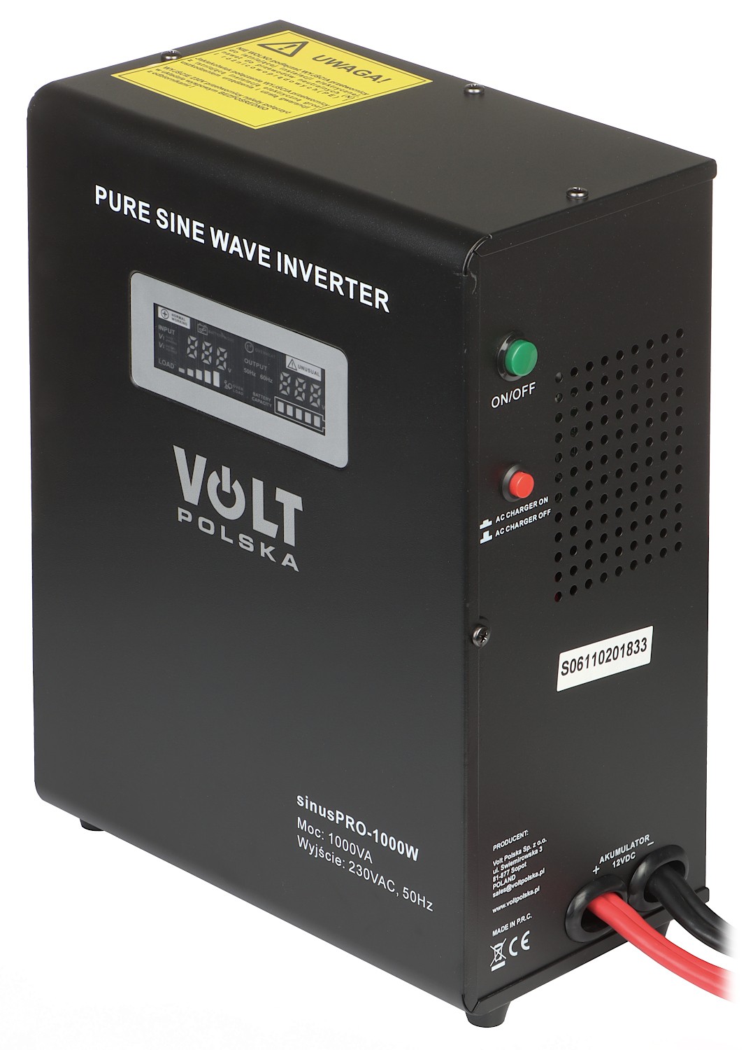 UPS 1000VA/700W centrale termice sinusoidă pură, AVR, acumulator extern SINUS-PRO-12/230V VOLT Polska