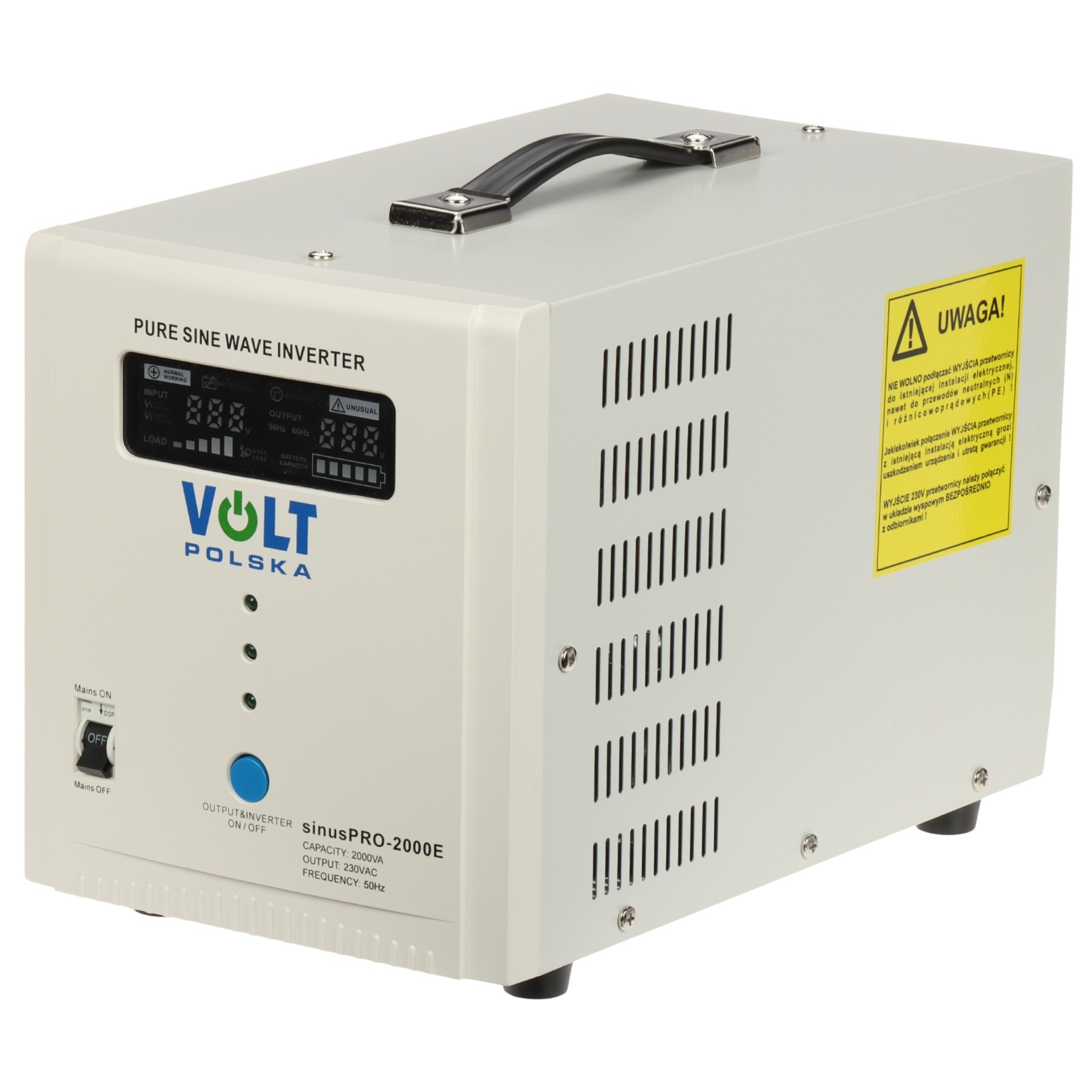UPS 2000VA/1250W pentru centrale termice sinusoidă pură cu AVR și acumulator extern SINUS-PRO-2000E VOLT Polska