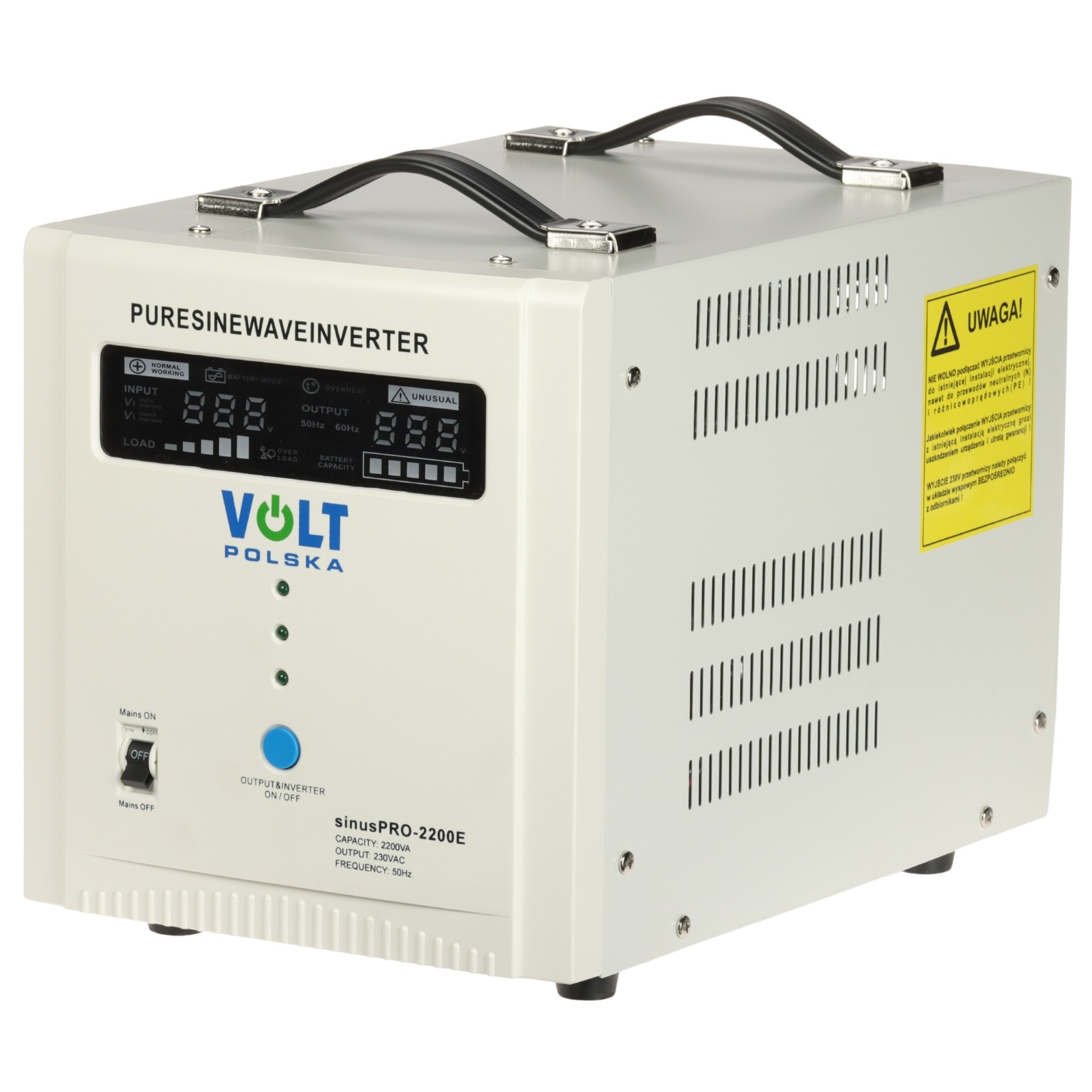 UPS 2200VA/1600W pentru centrale termice sinusoidă pură cu AVR și acumulator extern SINUS-PRO-2200E VOLT Polska