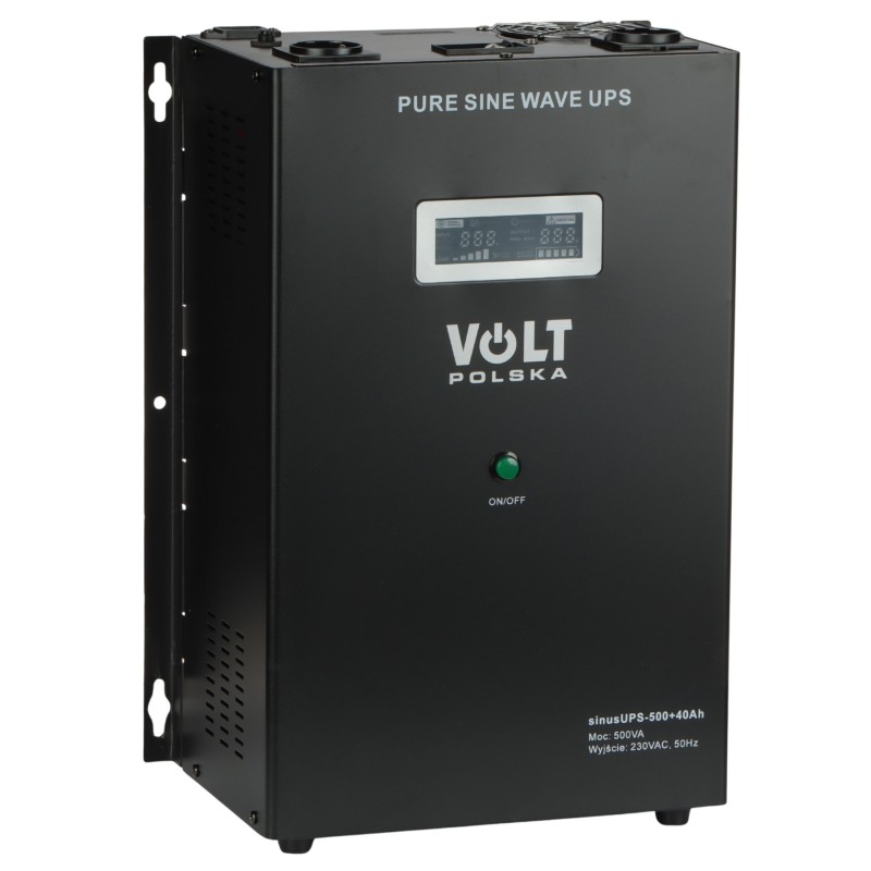 UPS 500VA/300W centrale termice sinusoidă pură, AVR, acumulator intern 40Ah SINUS-UPS-500+40AH VOLT Polska