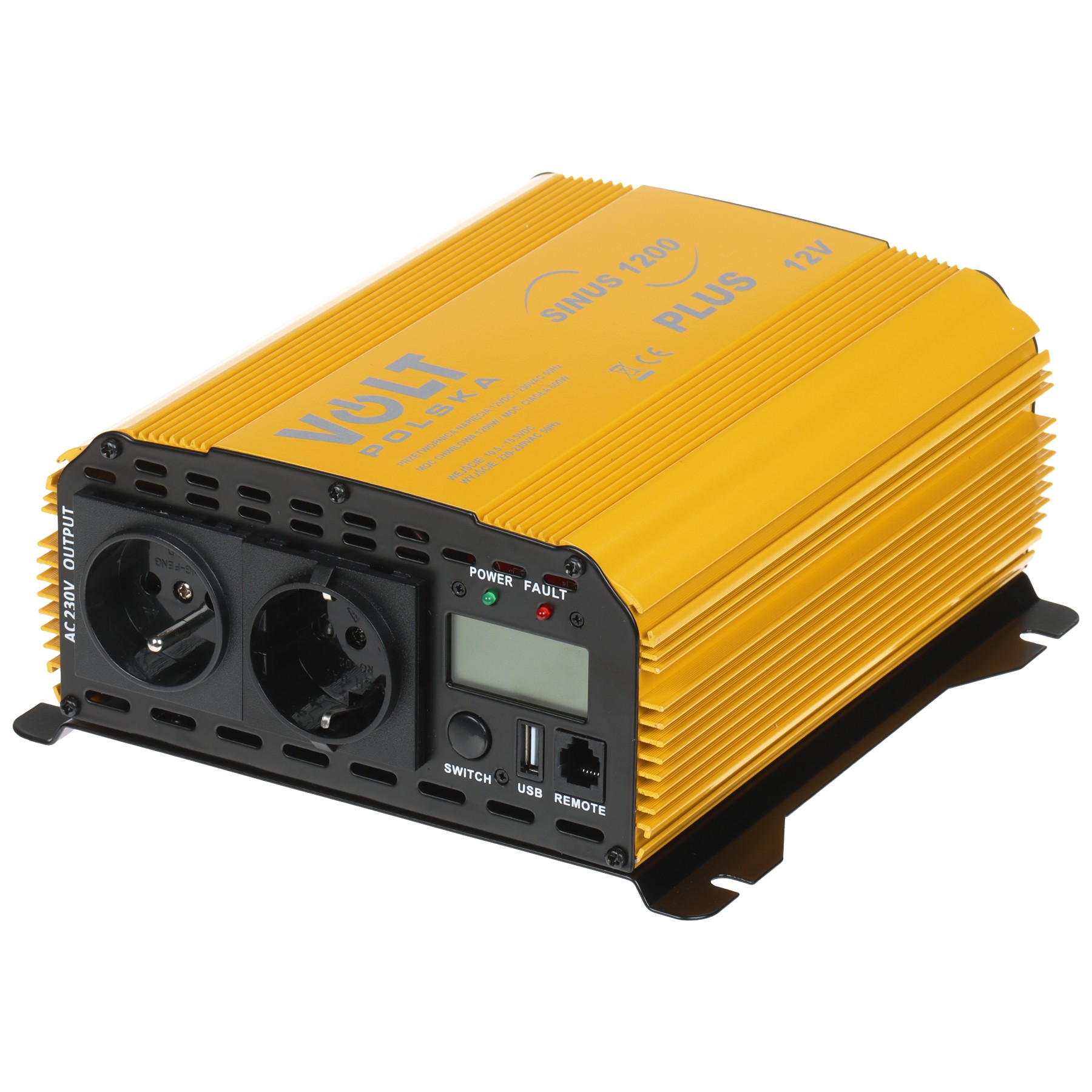 Invertor auto 12V/230V 600W sinus aproximat cu alimentare din acumulator sau invertor solar SINUS-PLUS-1200-12/230V VOLT Polska
