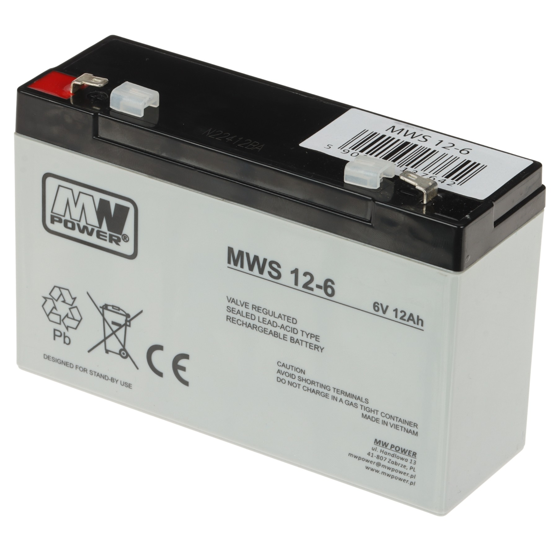 Acumulator AGM 6V/12Ah MW Power conector T1 151x50x99mm