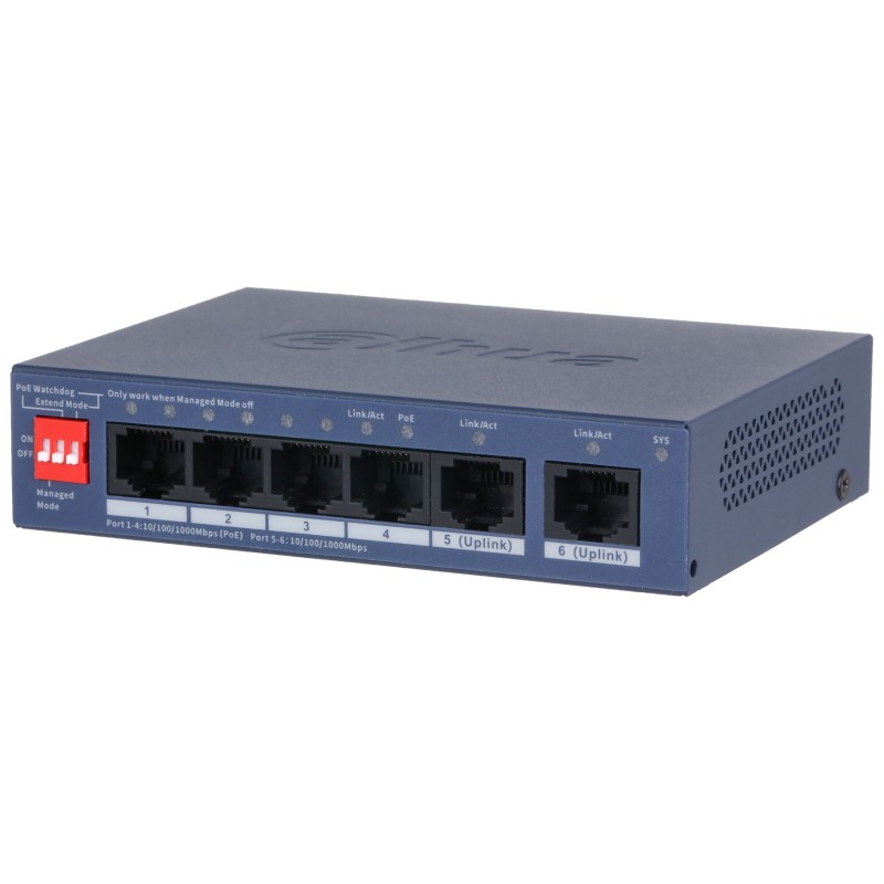 Switch PoE CS4006-4GT-36 cu 4 porturi + 2X uplink Dahua