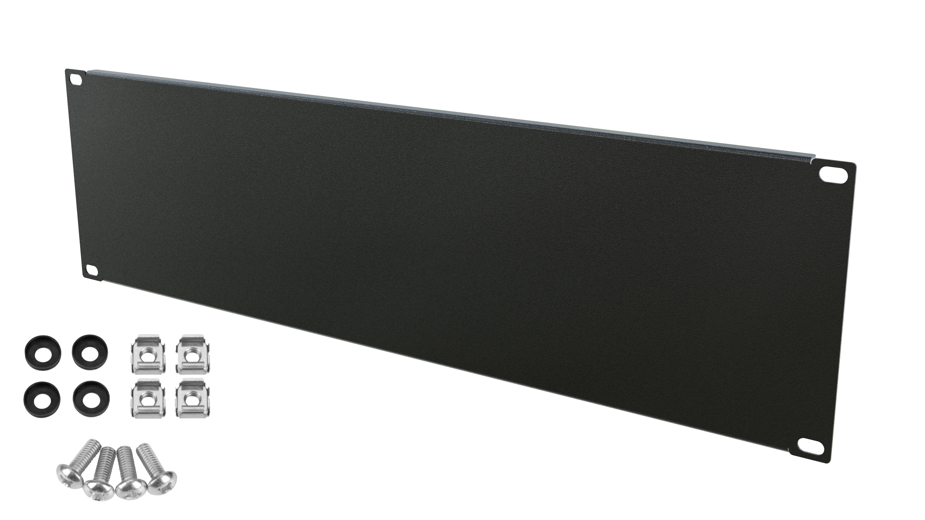 Panou mascare blank plin 3U pentru rack 19", cu șuruburi incluse, negru