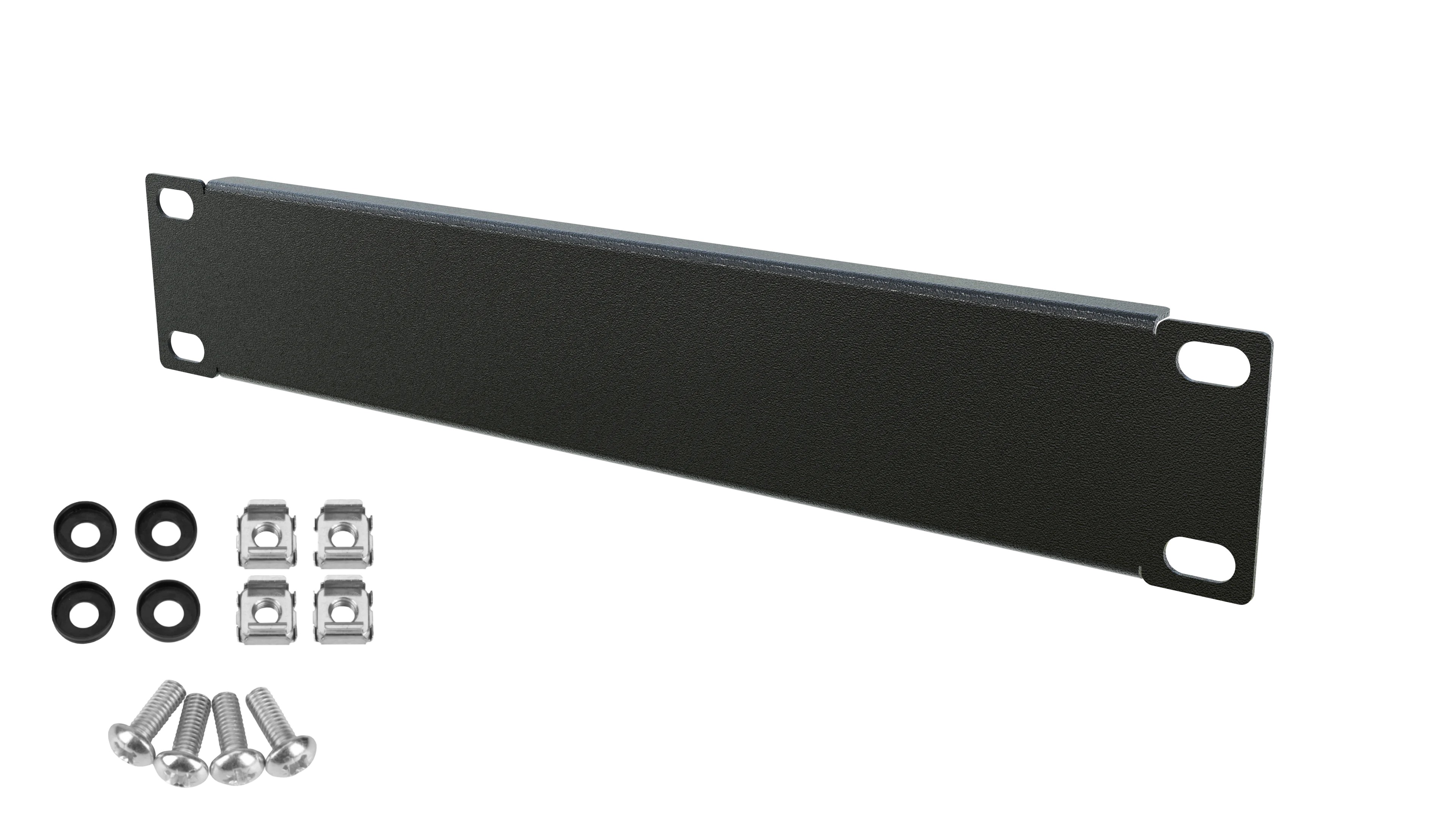 Panou mascare blank plin 1U pentru rack 10", cu șuruburi incluse, negru
