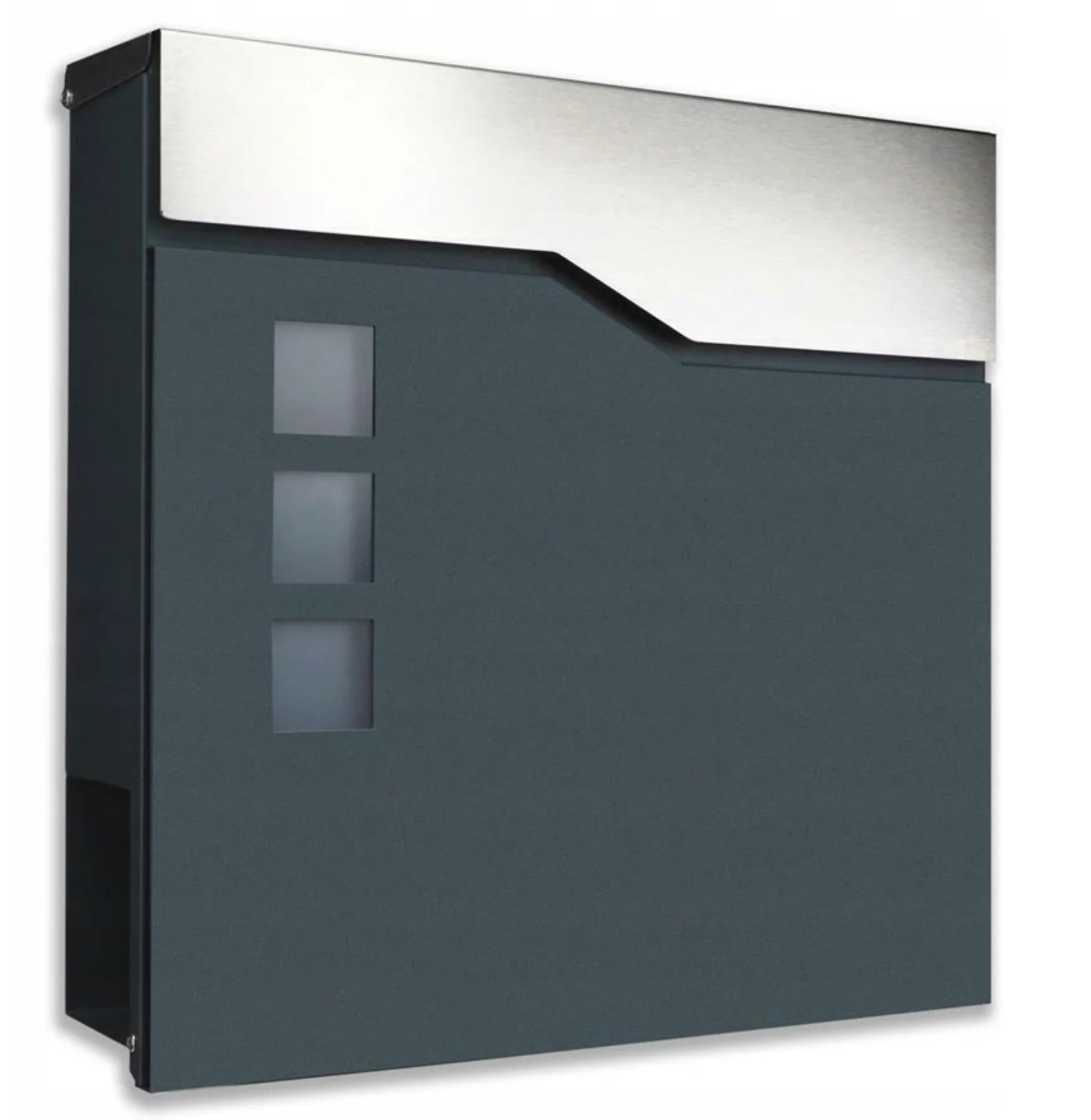 Letterbox, INOX ground-anthracite (3 windows)