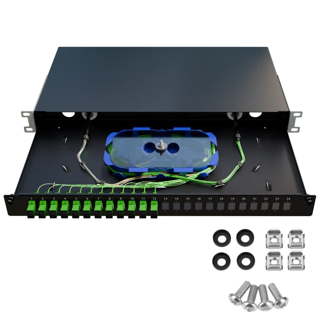 Fiber optic switch eco 19" 1U 24x simplex SC black