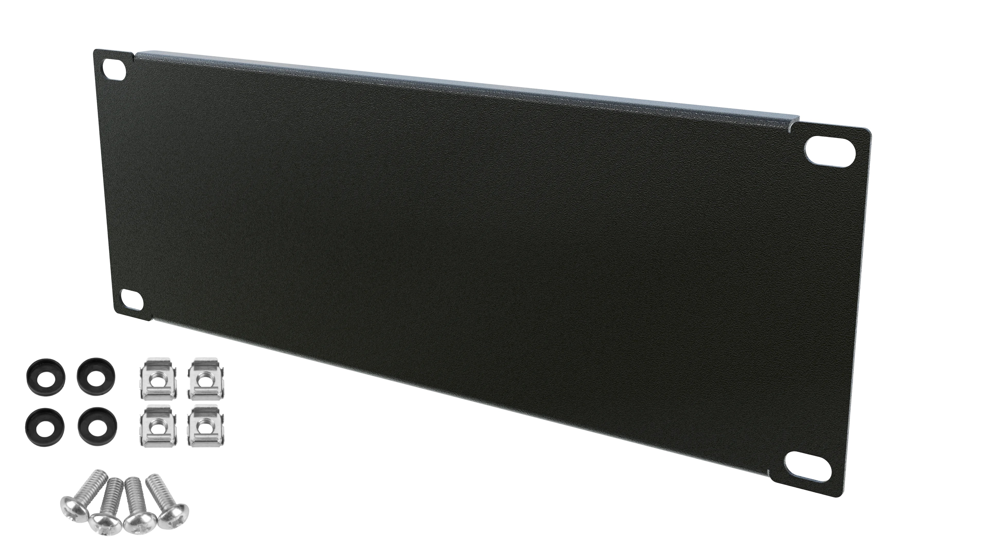 Panou mascare blank plin 2U pentru rack 10", cu șuruburi incluse, negru