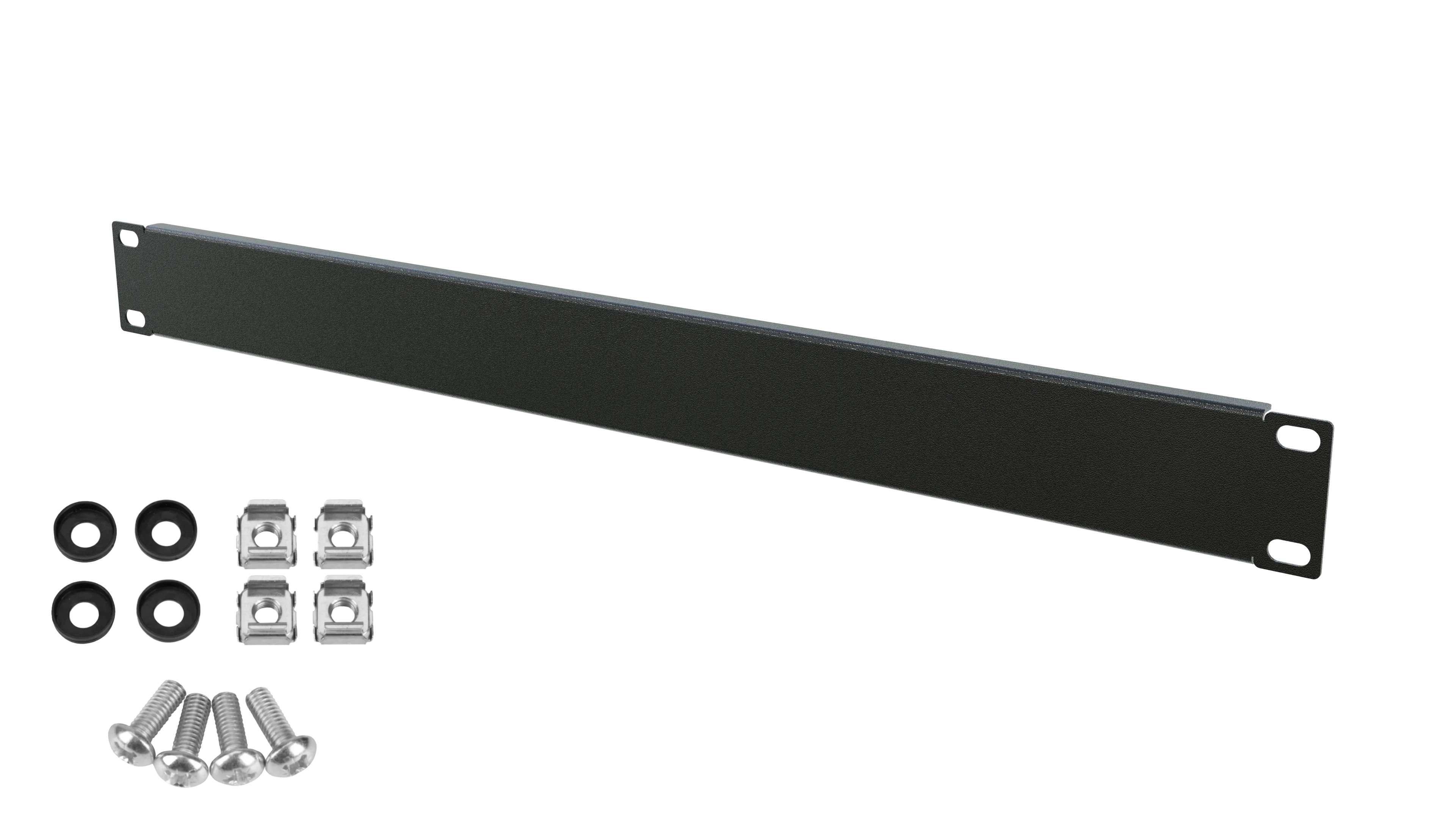 Panou mascare blank plin 1U pentru rack 19", cu șuruburi incluse, negru