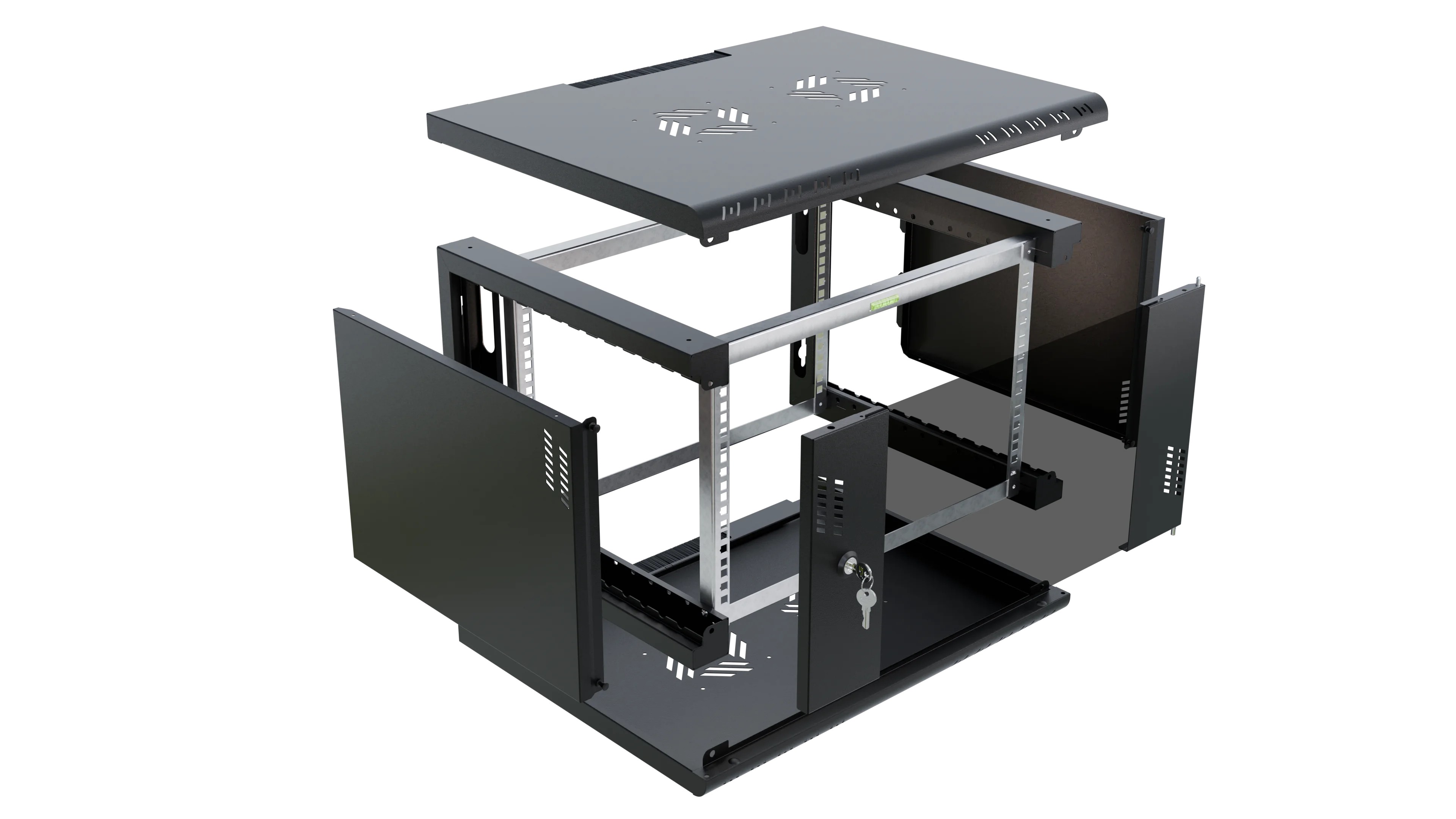 RACK Professional 19" 6U 450 glass black cabinet