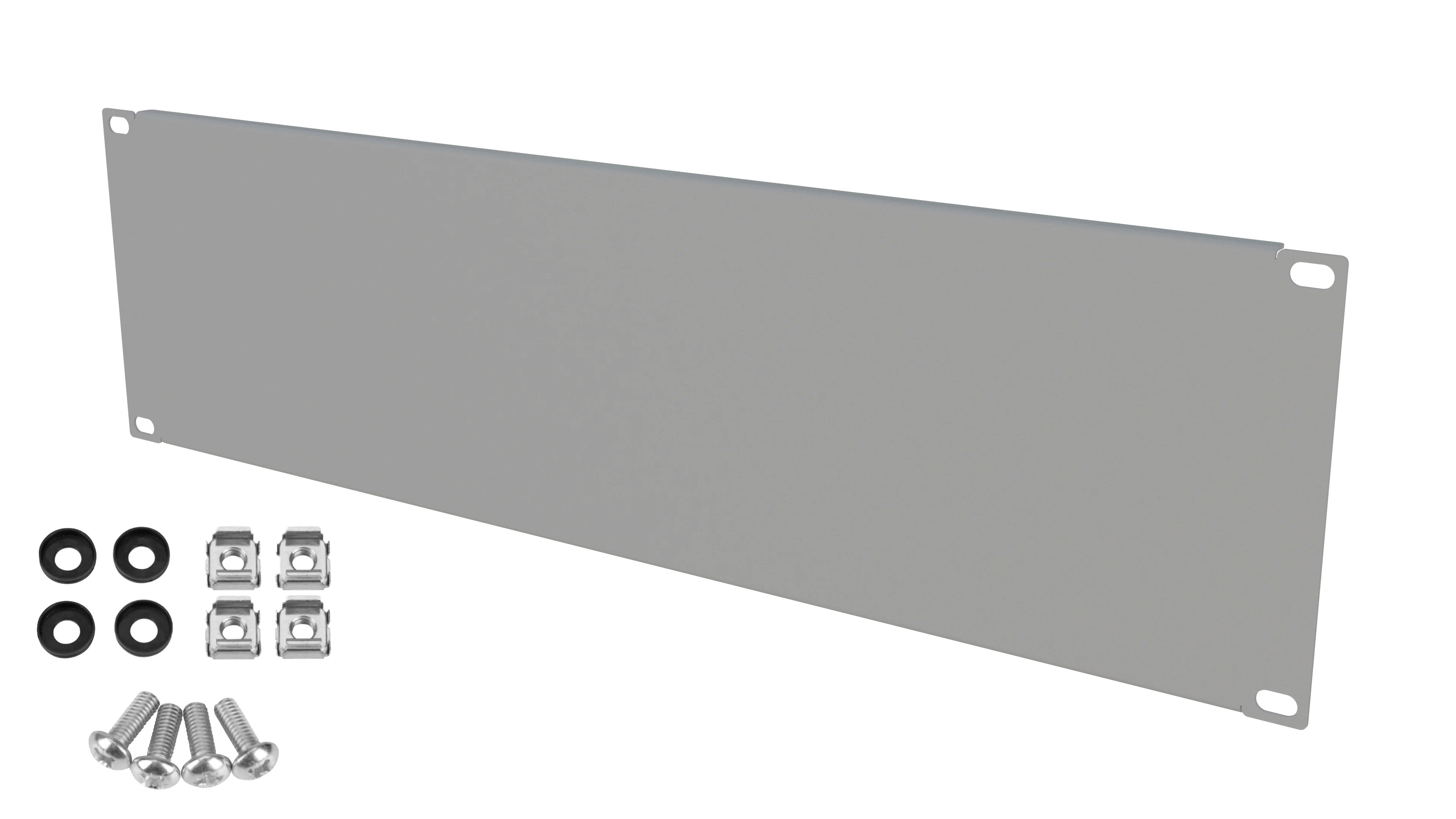 Panou mascare blank plin 3U pentru rack 19", cu șuruburi incluse, gri