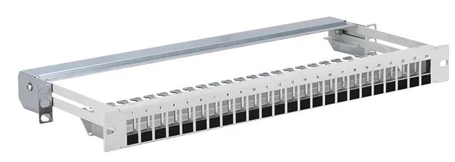 Patchpanel 24 porturi keystone 19" 1U extensibil pe șină gri