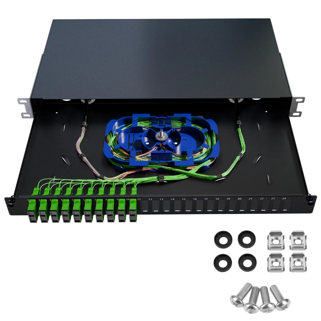 Fiber optic switch eco 19" 1U 24x duplex SC black