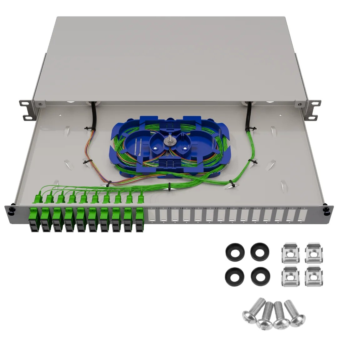 Fiber optic switch eco 19" 1U 24x duplex SC grey