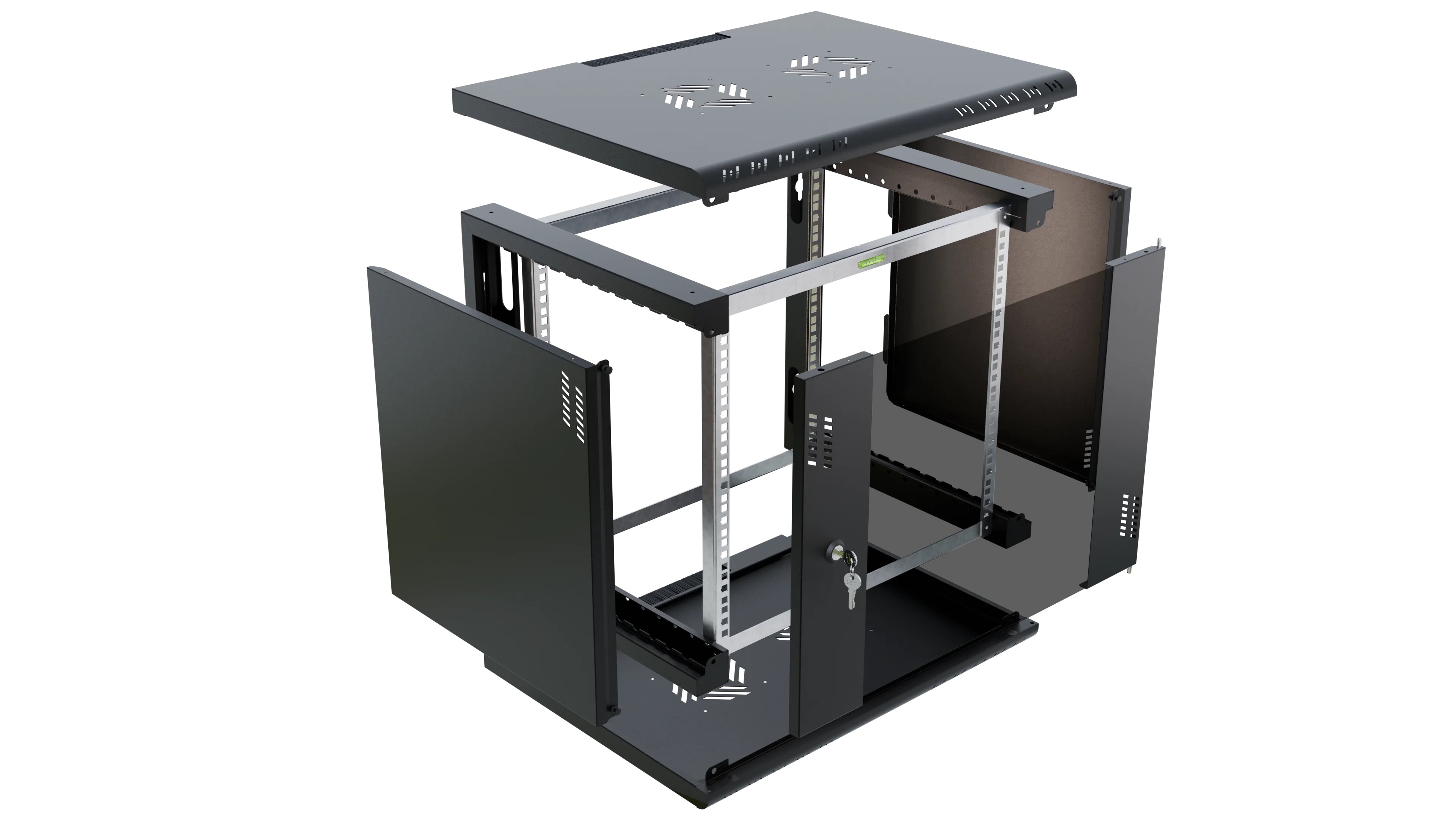 RACK Professional 19" 9U 450 glass black cabinet