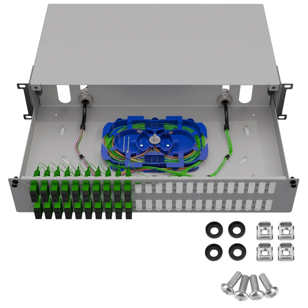 Fiber optic switch eco 19" 2U 48x duplex SC grey