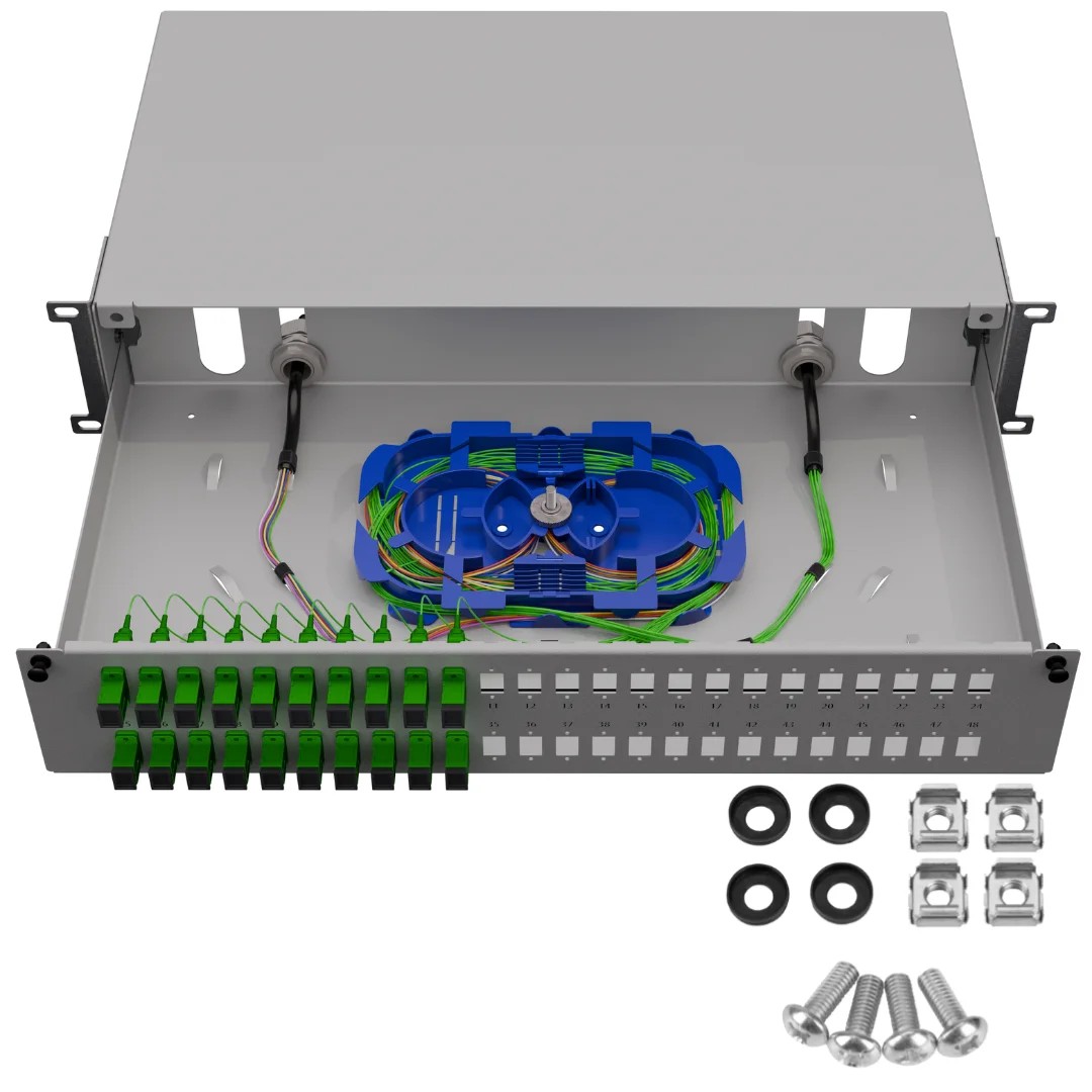 Fiber optic switch eco 19" 2U 48x simplex SC grey