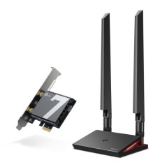BE9300 Tri-Band Wi-Fi 7 Bluetooth PCI Express Adapter SPEED: 5760 Mbps at 6 GHz + 2880 Mbps at 5 GHz + 688 Mbps at 2.4 GHz SPEC: