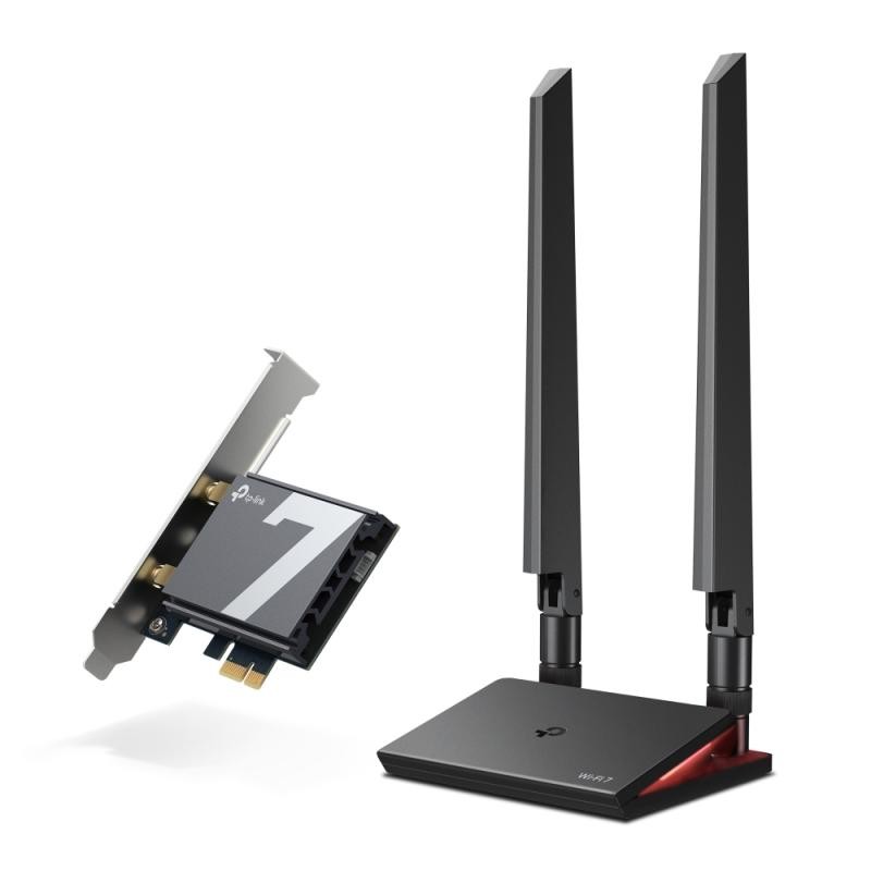 ADAPTOR RETEA TP-LINK, BE9300 Wi-Fi 7 Bluetooth 5.4 PCIe Adapter, 9300 Mbps, WI-FI 7 si Bluetooth 5.4, antena externa x 2, "Arch