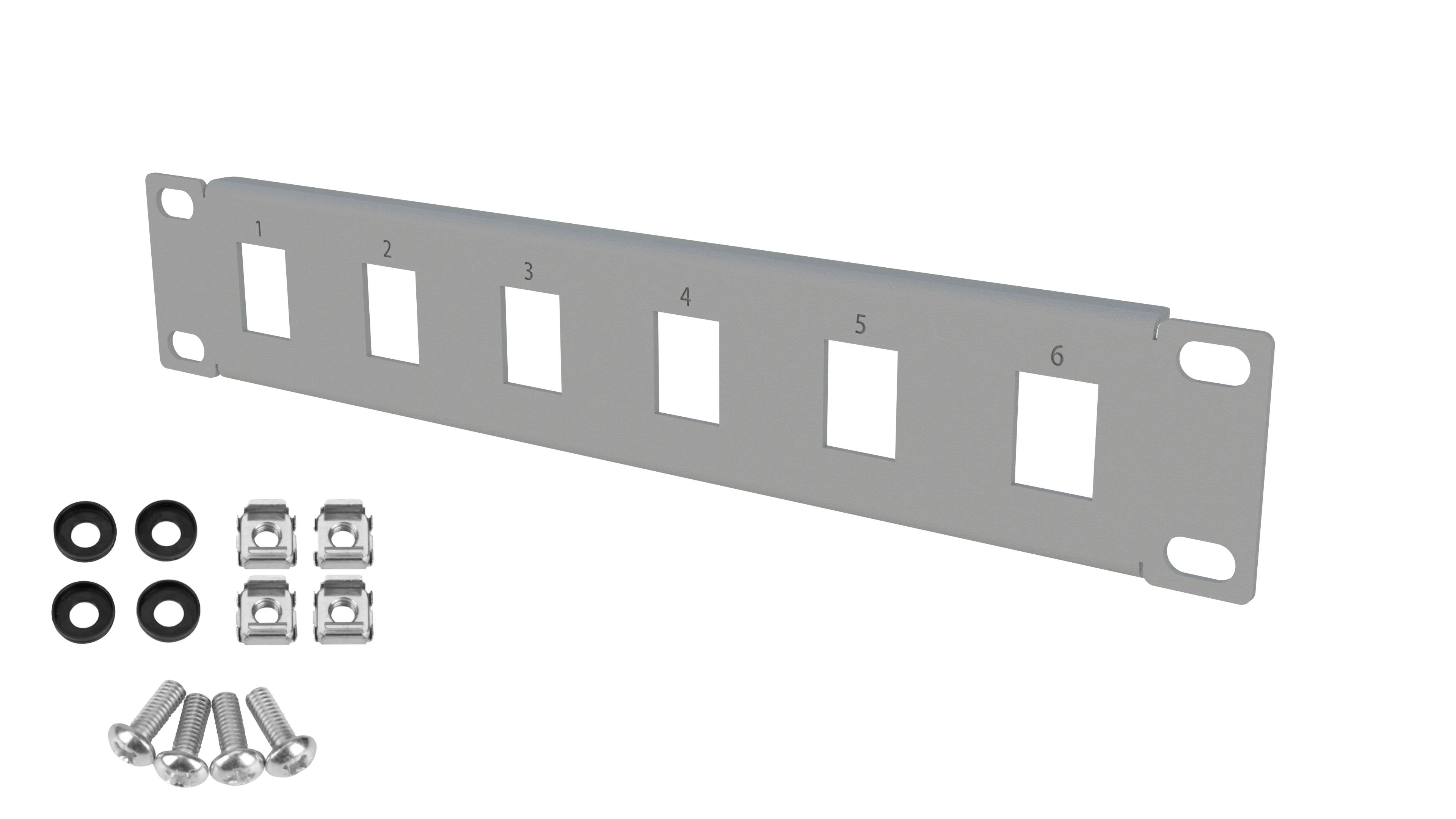 Patchpanel Keystone 1U 6 module RACK Standard 10" gri