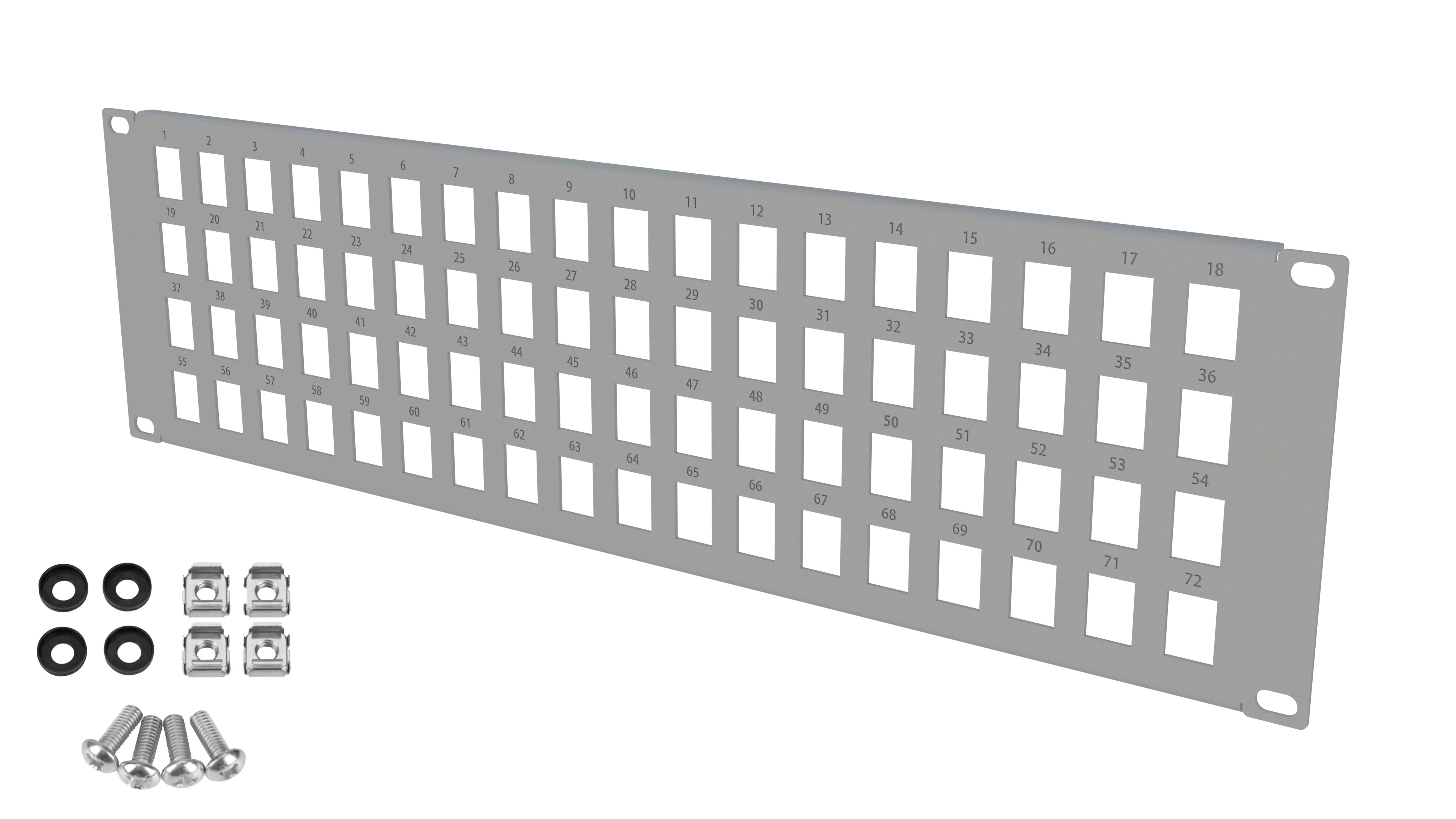 Patchpanel Keystone 3U 72 module RACK Standard 19" gri