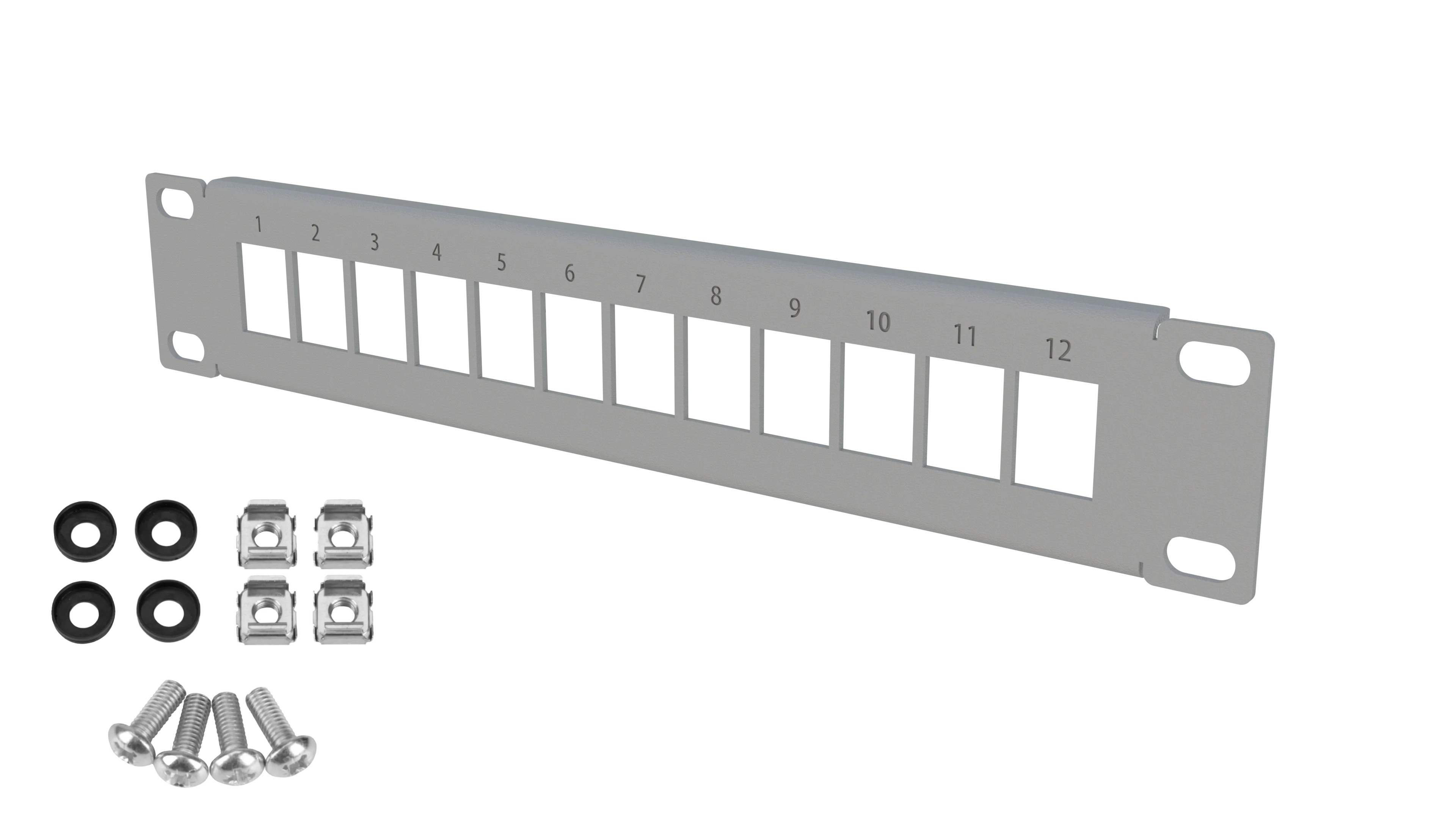 Patchpanel Keystone 1U 12 module RACK Standard 10" gri