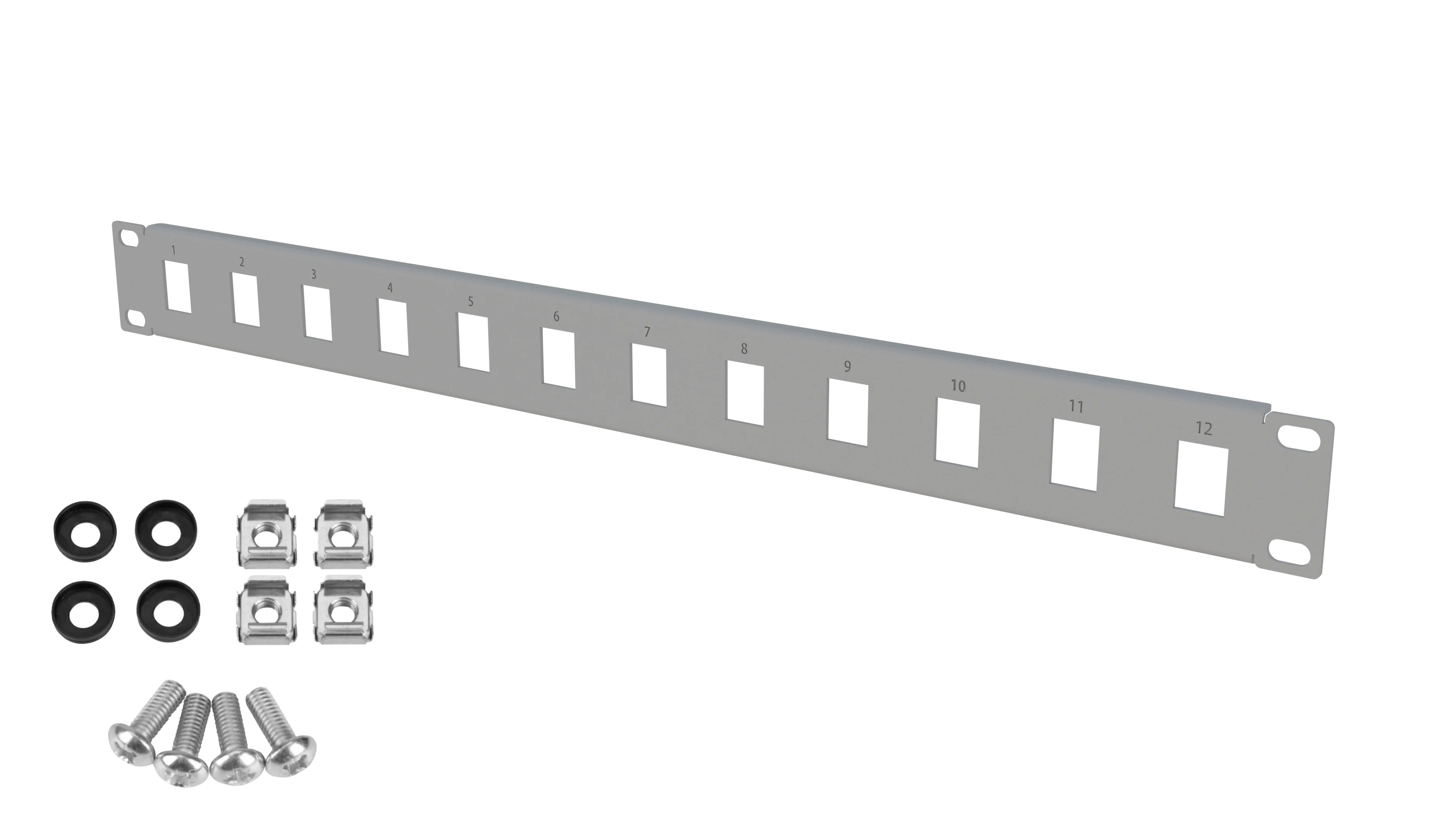 Patchpanel Keystone 1U 12 module RACK Standard 19" gri